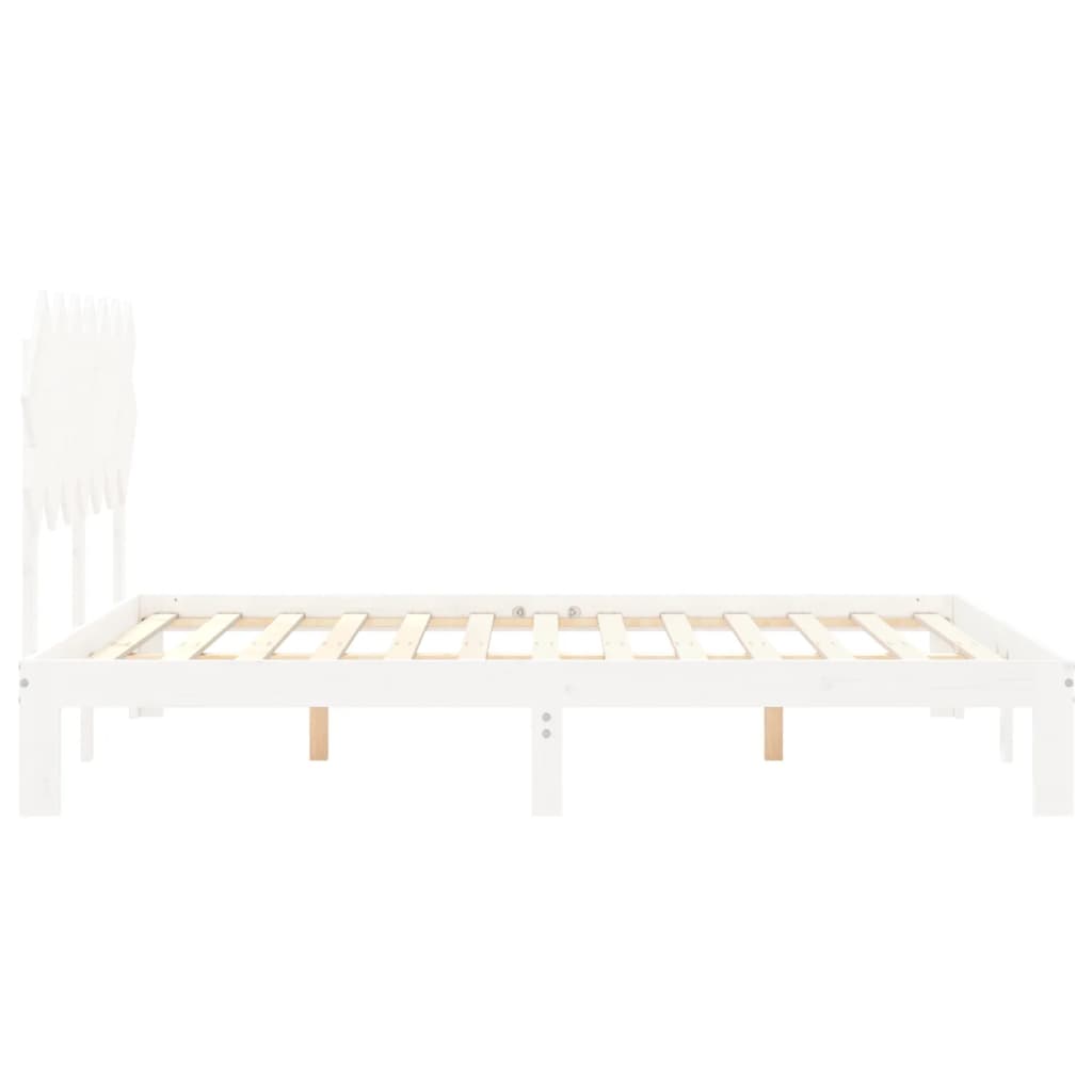 Giroletto con Testiera Bianco 5FT King Size in Legno Massello - homemem39