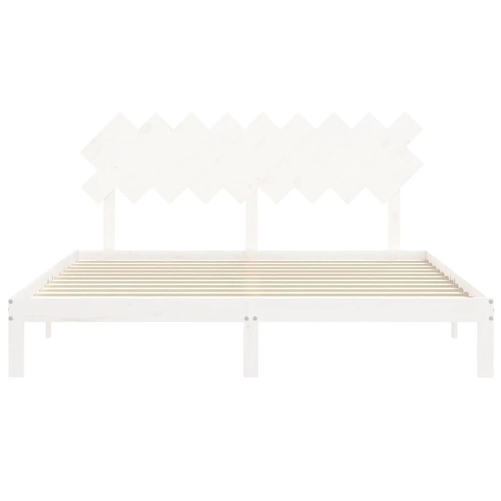 Giroletto con Testiera Bianco 6FT Super King in Legno Massello - homemem39