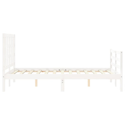 Giroletto con Testiera Bianco Small Double Legno Massello - homemem39