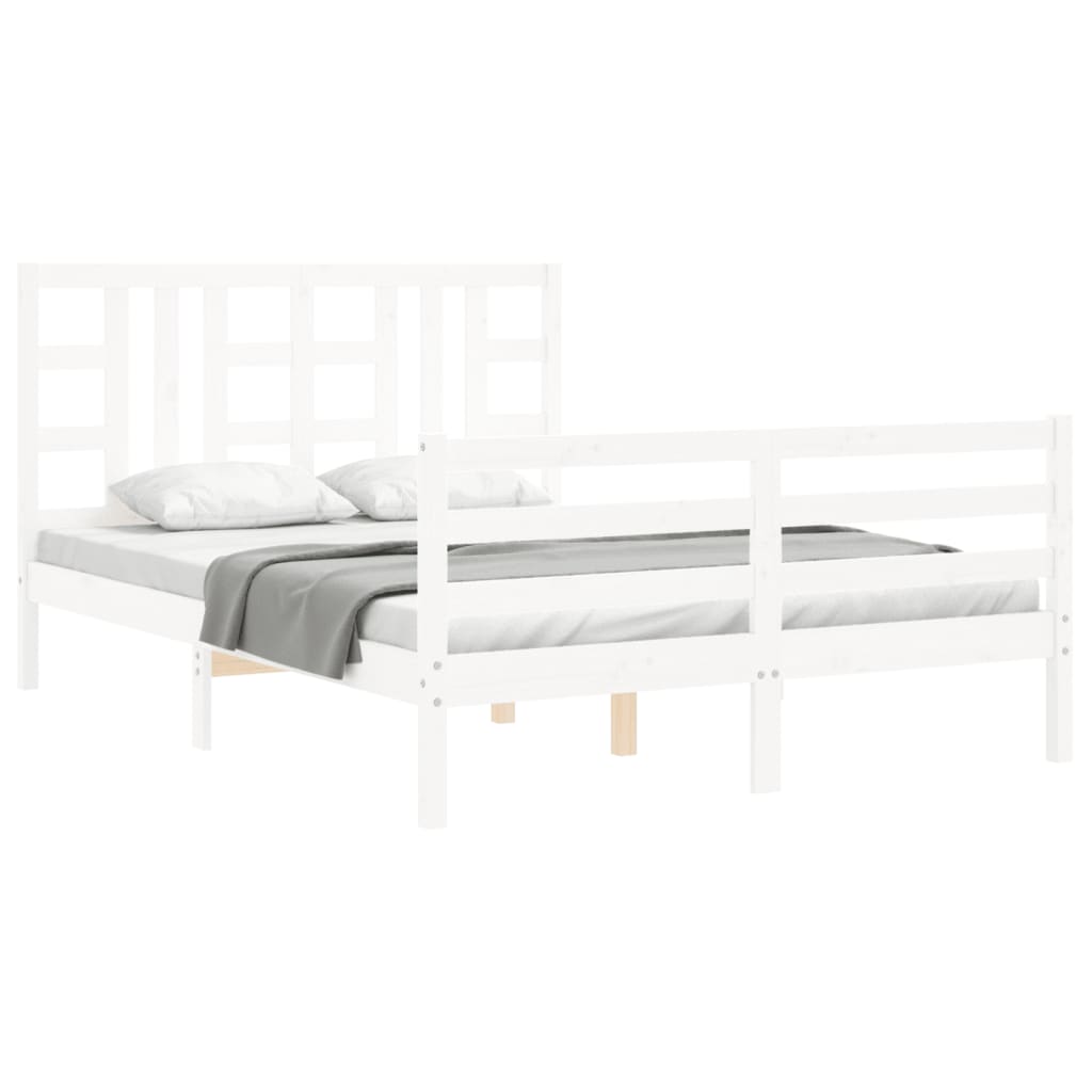 Giroletto con Testiera Bianco King Size in Legno Massello - homemem39