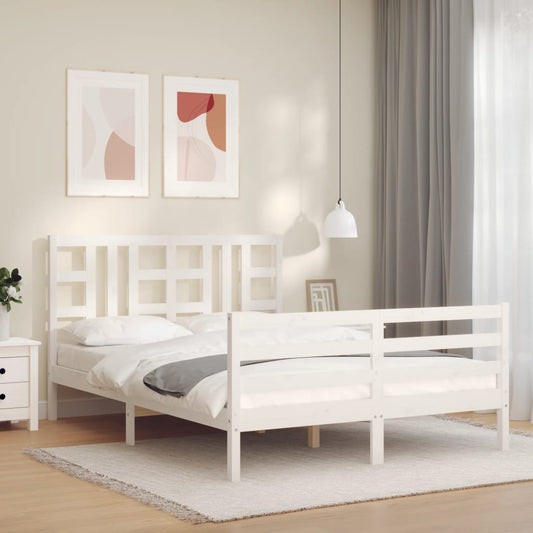 Giroletto con Testiera Bianco King Size in Legno Massello - homemem39