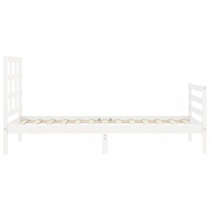 Giroletto con Testiera Bianco Small Single Legno Massello - homemem39