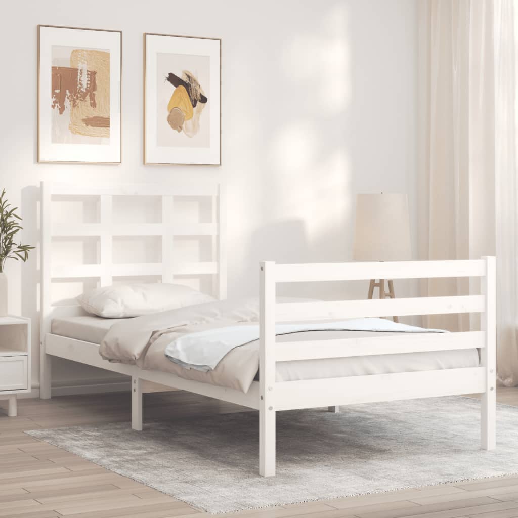 Giroletto con Testiera Bianco 100x200 cm in Legno Massello - homemem39