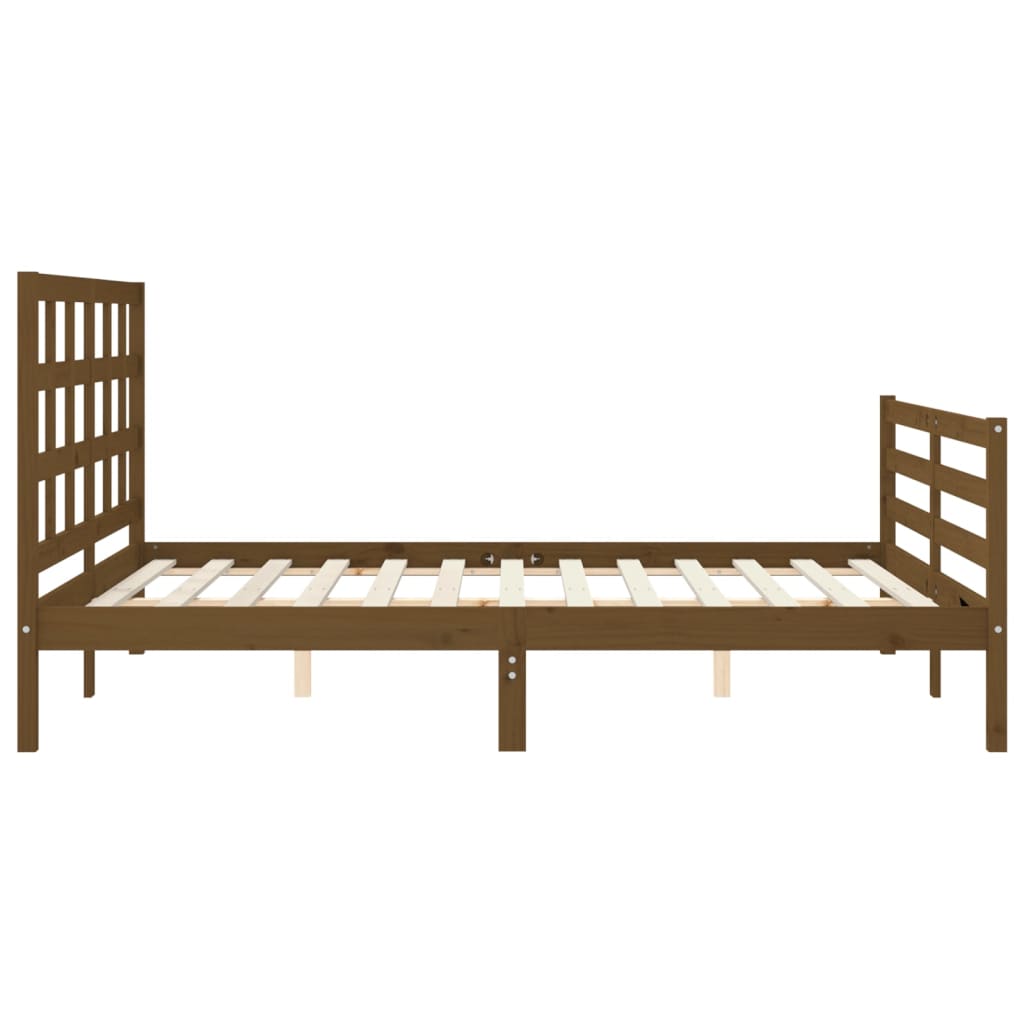 Giroletto con Testiera Miele 5FT King Size in Legno Massello - homemem39