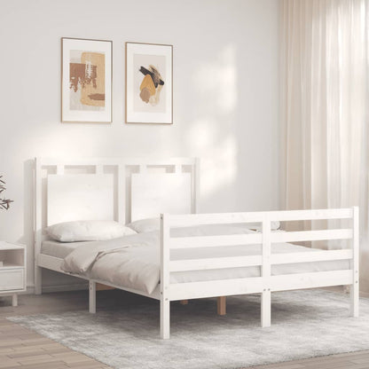 Giroletto con Testiera Bianco 140x190 cm in Legno Massello - homemem39