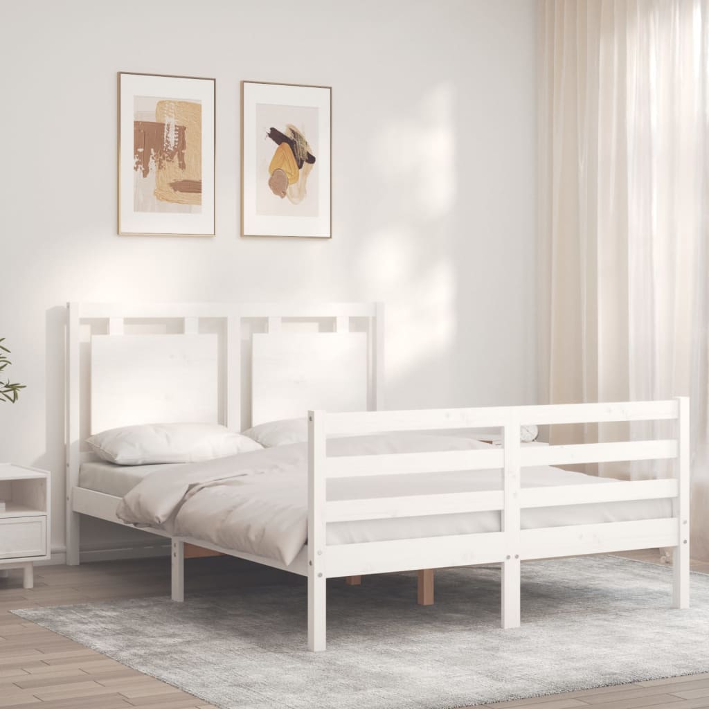 Giroletto con Testiera Bianco 140x200 cm in Legno Massello - homemem39