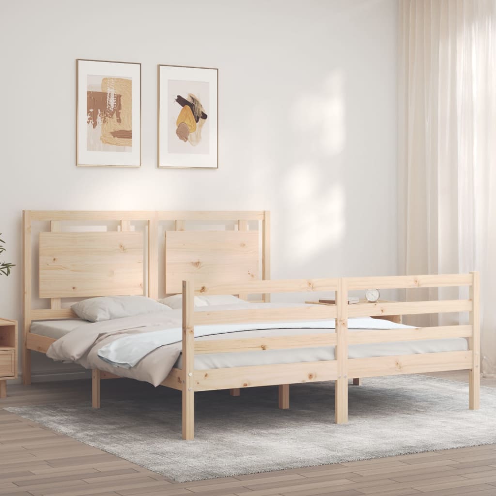 Giroletto con Testiera 5FT King Size in Legno Massello - homemem39