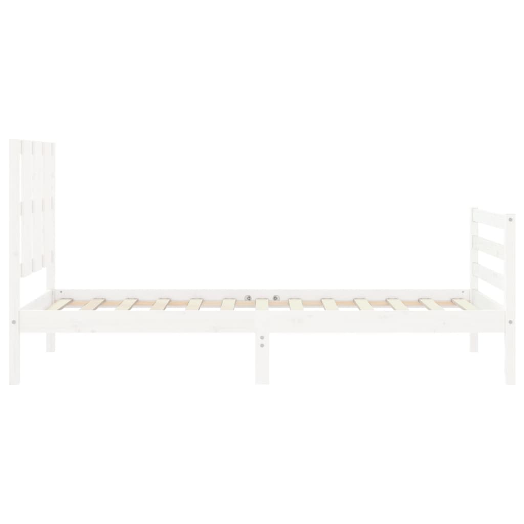 Giroletto con Testiera Bianco Small Single Legno Massello - homemem39