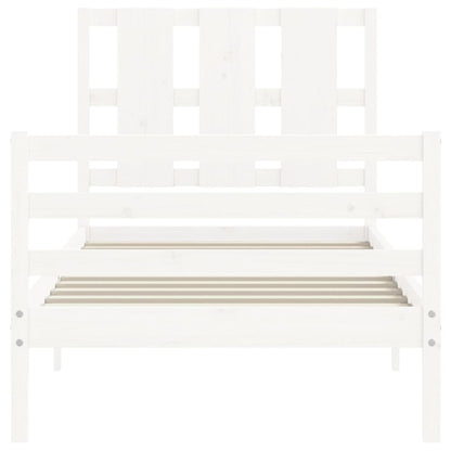 Giroletto con Testiera Bianco Small Single Legno Massello - homemem39