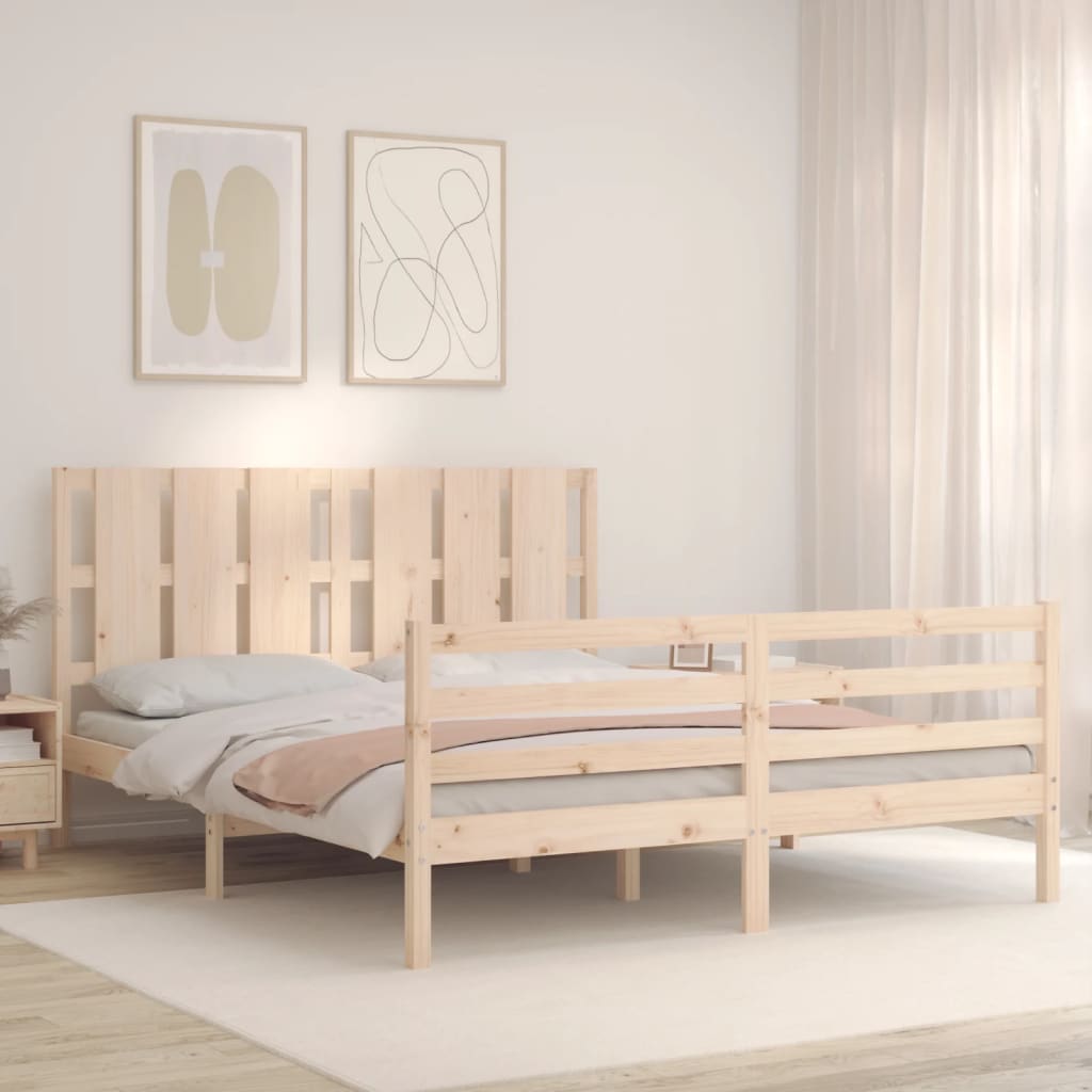 Giroletto con Testiera 5FT King Size in Legno Massello - homemem39