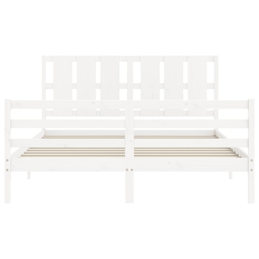 Giroletto con Testiera Bianco 5FT King Size in Legno Massello - homemem39