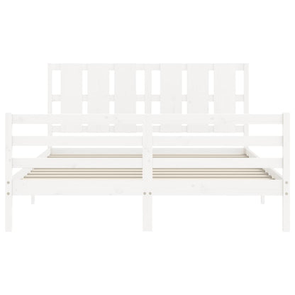 Giroletto con Testiera Bianco 5FT King Size in Legno Massello - homemem39