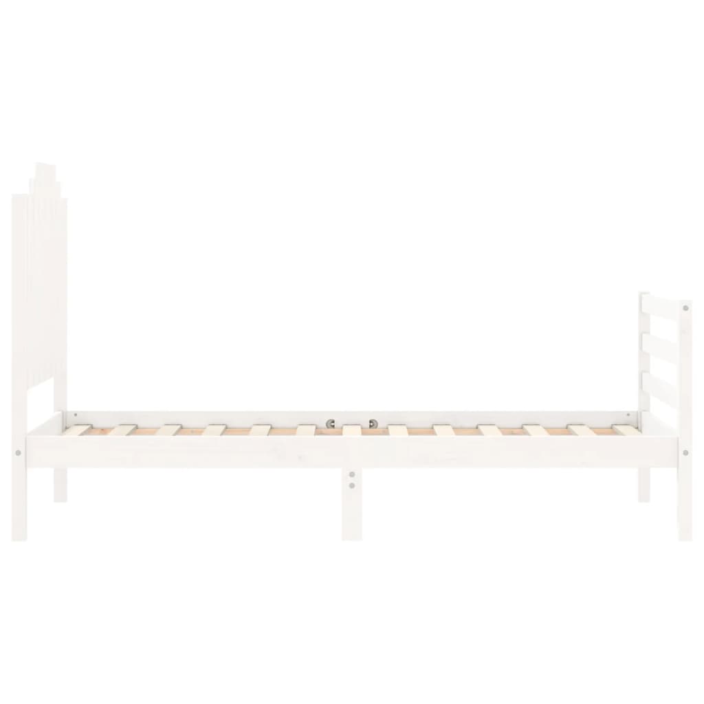 Giroletto con Testiera Bianco Small Single Legno Massello - homemem39