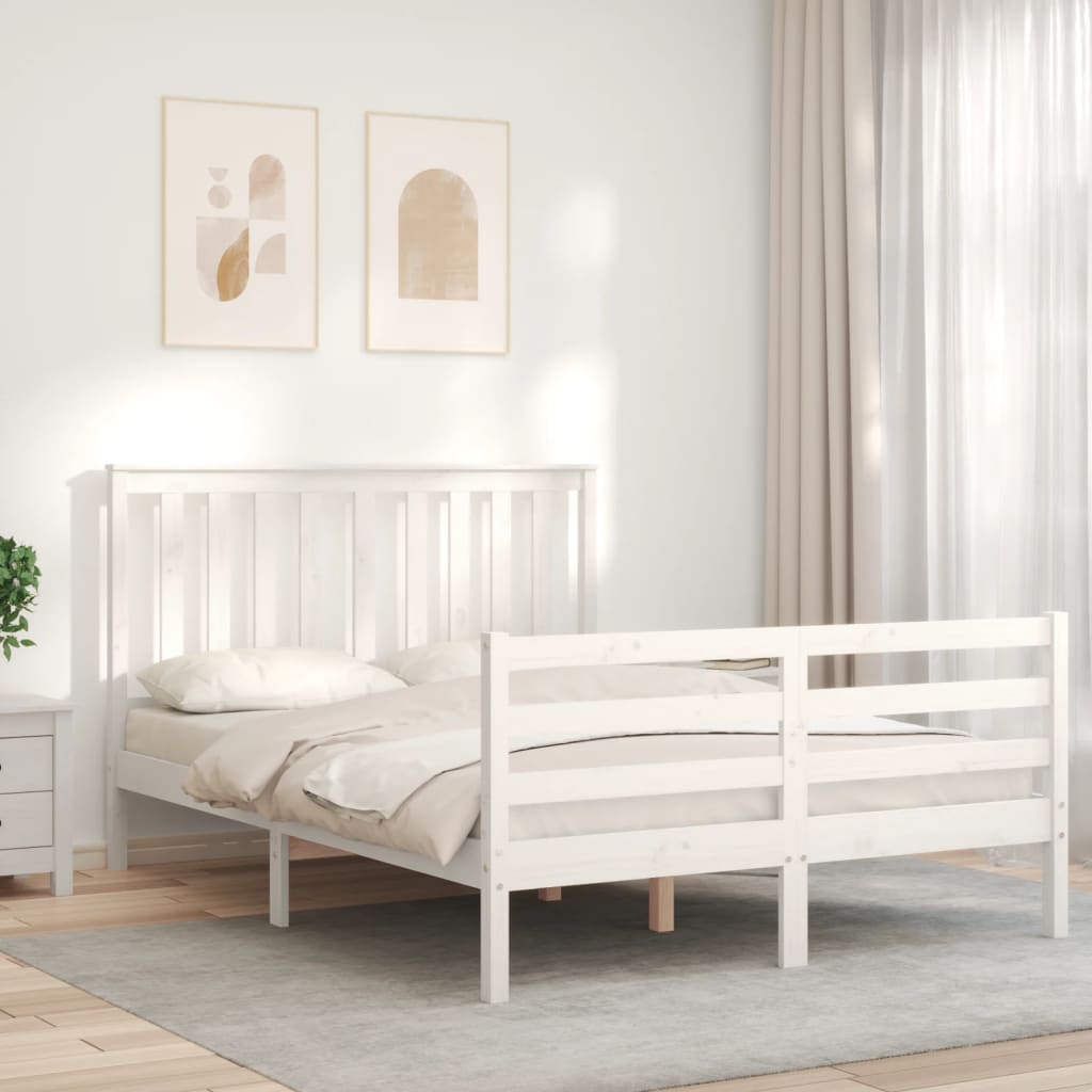 Giroletto con Testiera Bianco Double in Legno Massello - homemem39