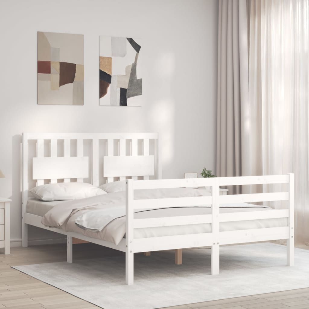 Giroletto con Testiera Bianco Double in Legno Massello - homemem39