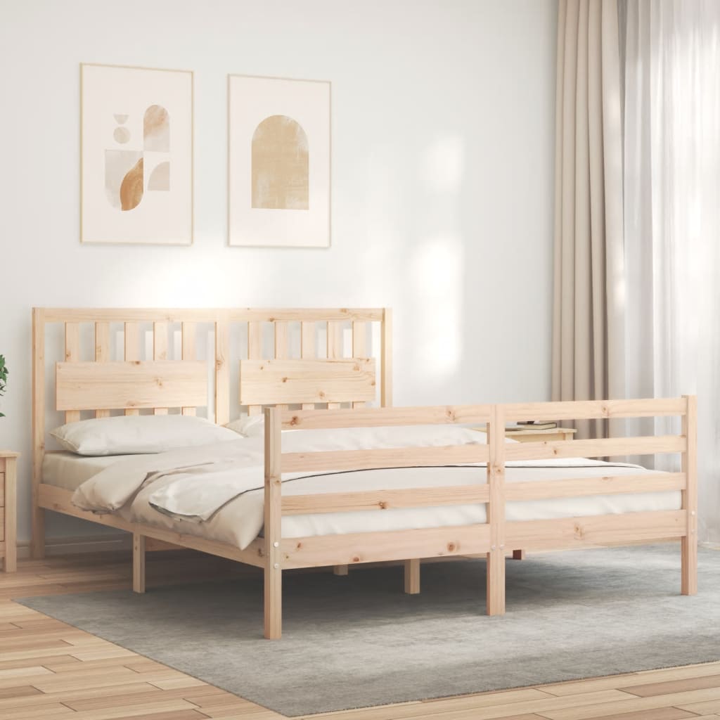 Giroletto con Testiera 5FT King Size in Legno Massello - homemem39