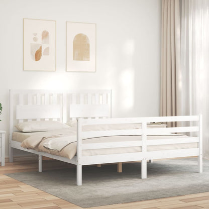 Giroletto con Testiera Bianco King Size in Legno Massello - homemem39