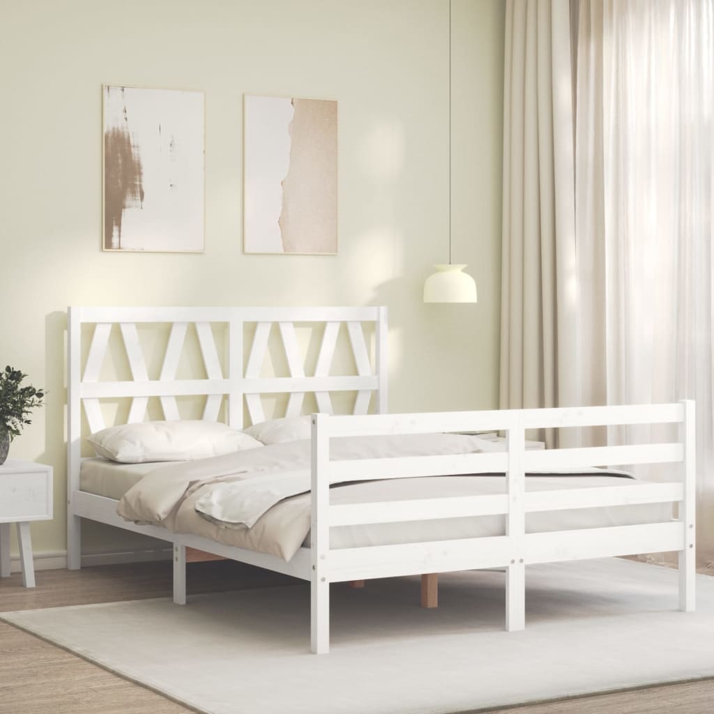 Giroletto con Testiera Bianco Double in Legno Massello - homemem39