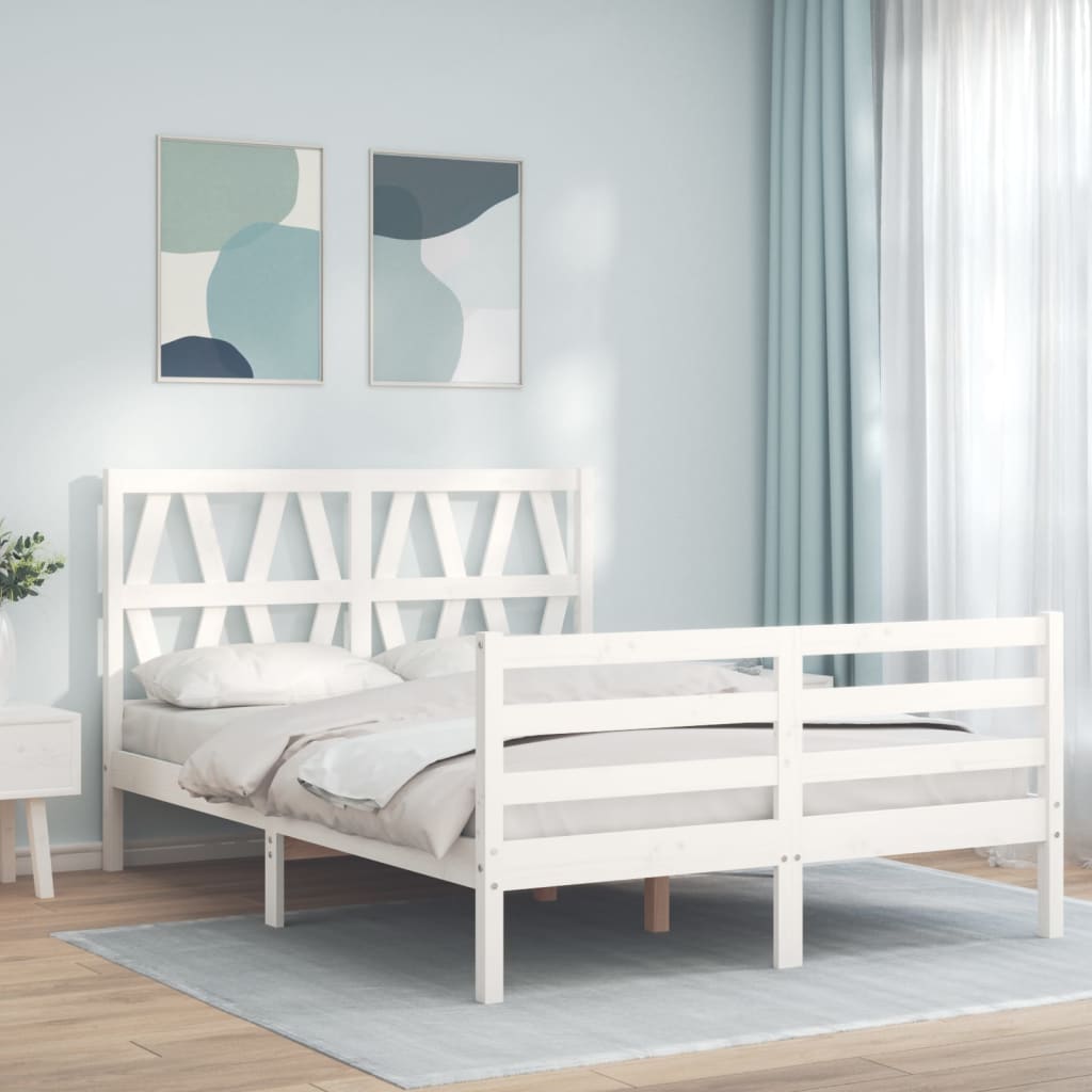 Giroletto con Testiera Bianco Double in Legno Massello - homemem39