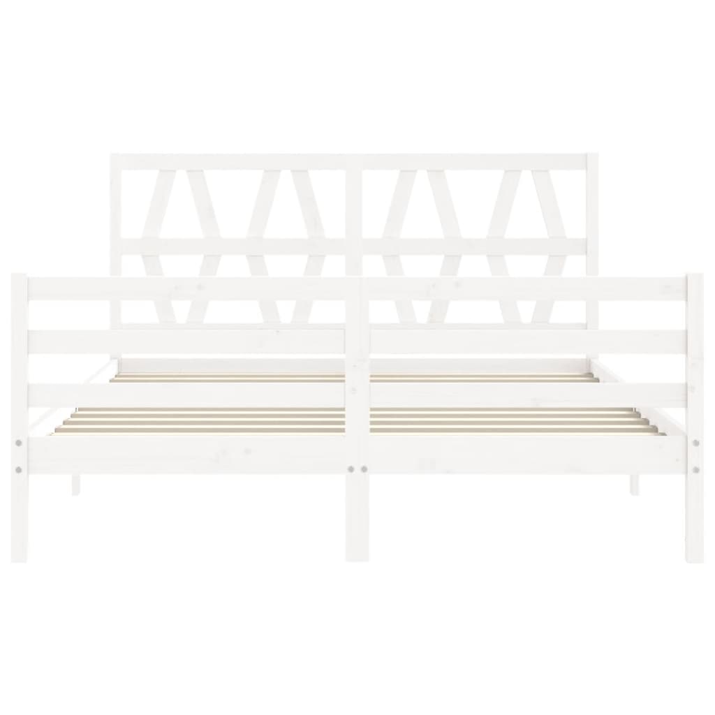 Giroletto con Testiera Bianco King Size in Legno Massello - homemem39