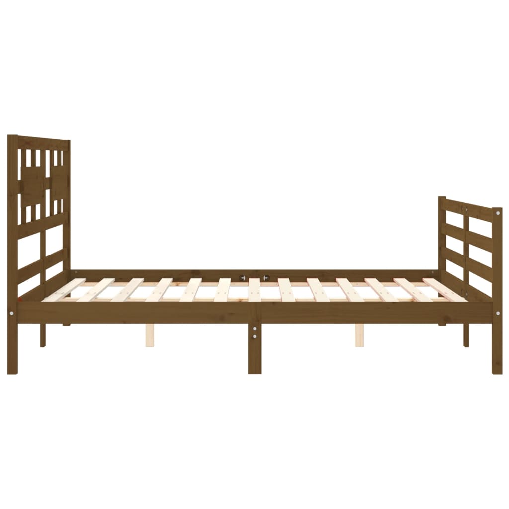 Giroletto con Testiera Miele 5FT King Size in Legno Massello - homemem39