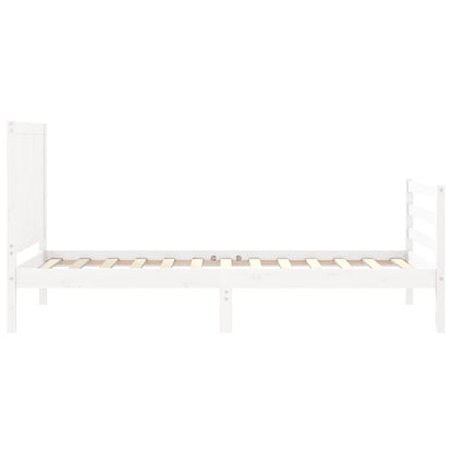 Giroletto con Testiera Bianco Small Single Legno Massello - homemem39