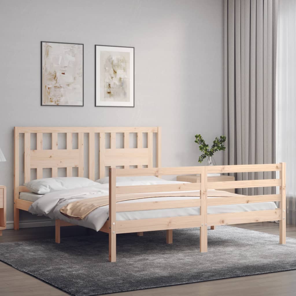 Giroletto con Testiera 5FT King Size in Legno Massello - homemem39