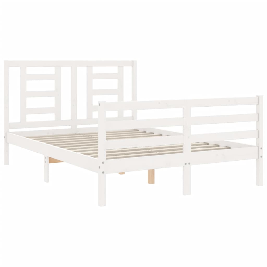 Giroletto con Testiera Bianco 4FT6 Double in Legno Massello - homemem39