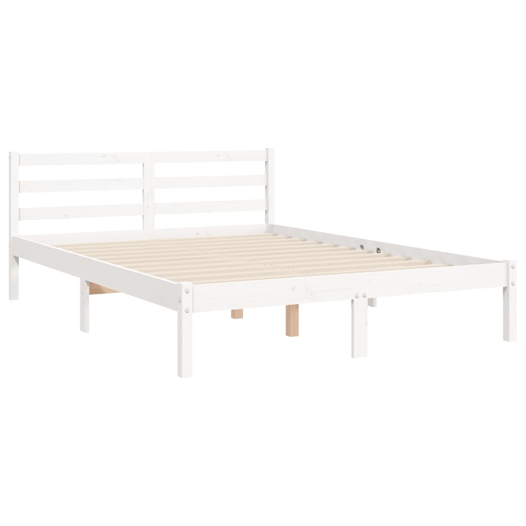 Giroletto con Testiera Bianco 4FT6 Double in Legno Massello - homemem39