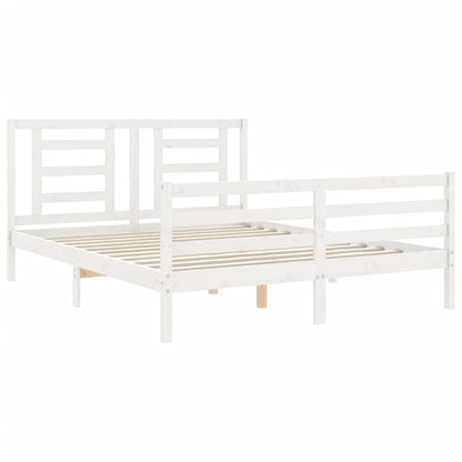 Giroletto con Testiera Bianco 5FT King Size in Legno Massello - homemem39