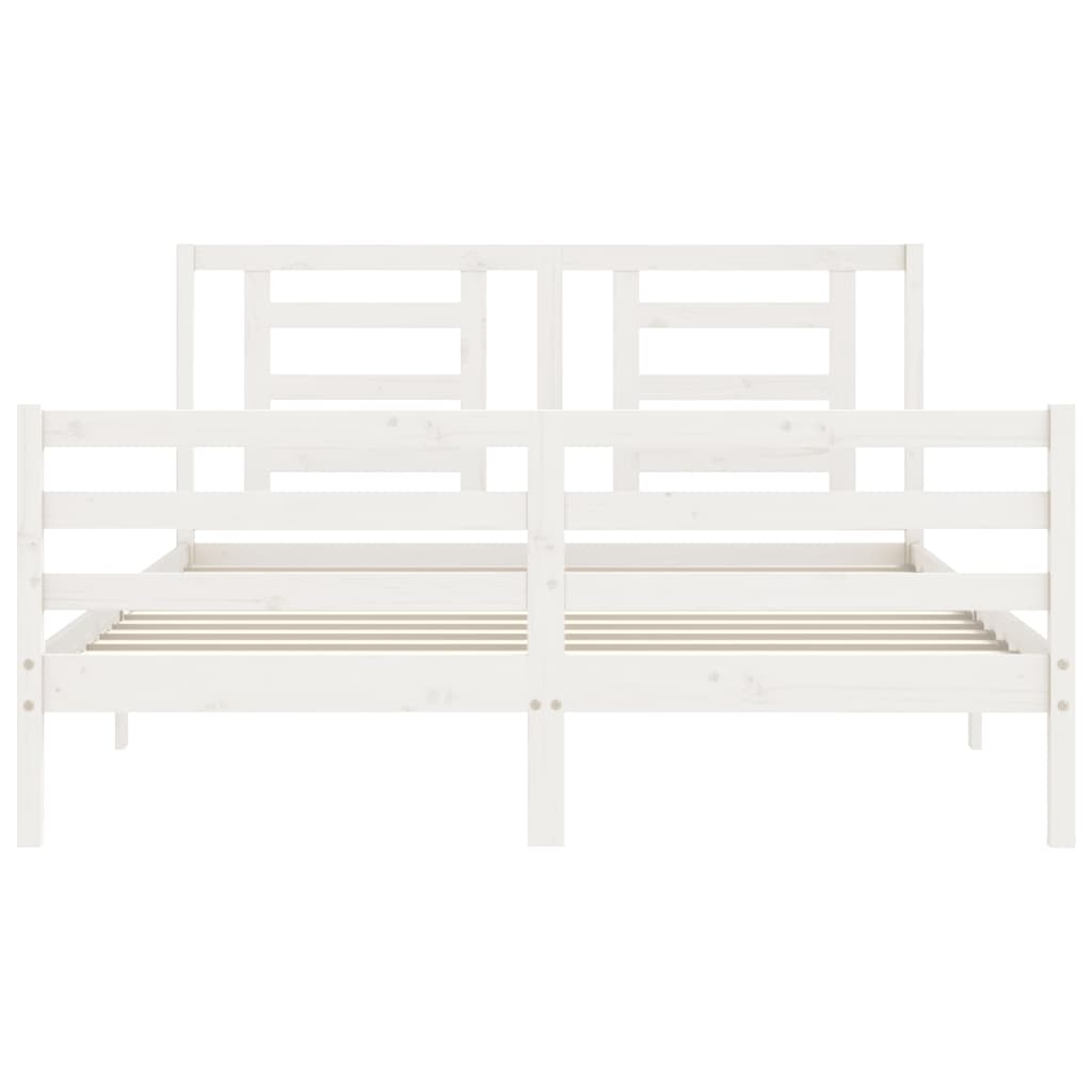 Giroletto con Testiera Bianco 5FT King Size in Legno Massello - homemem39