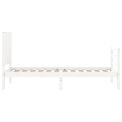 Giroletto con Testiera Bianco Small Single Legno Massello - homemem39