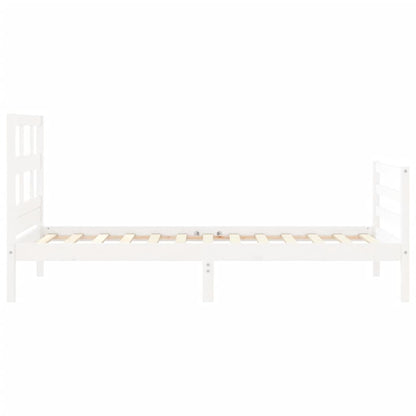 Giroletto con Testiera Bianco Small Single Legno Massello - homemem39