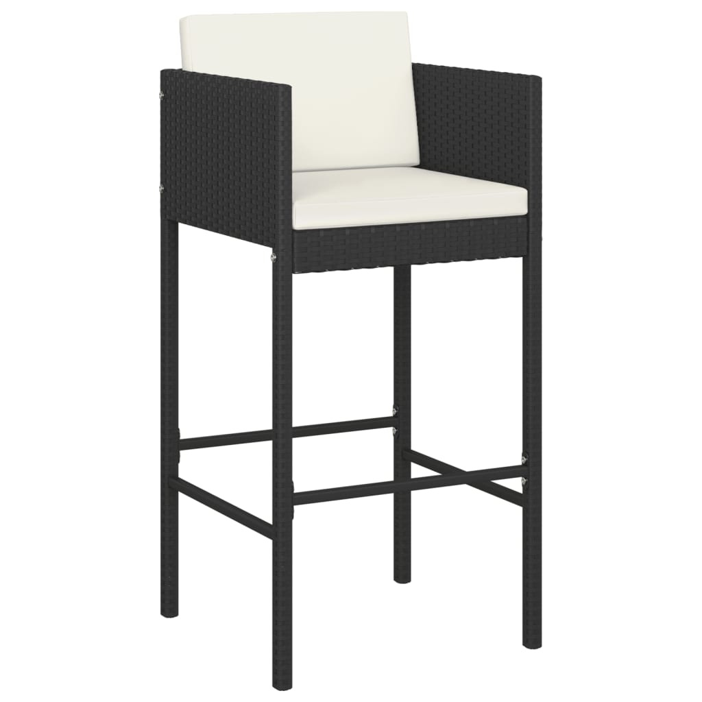 Set Bar da Giardino 9 pz con Cuscini in Polyrattan Nero - homemem39