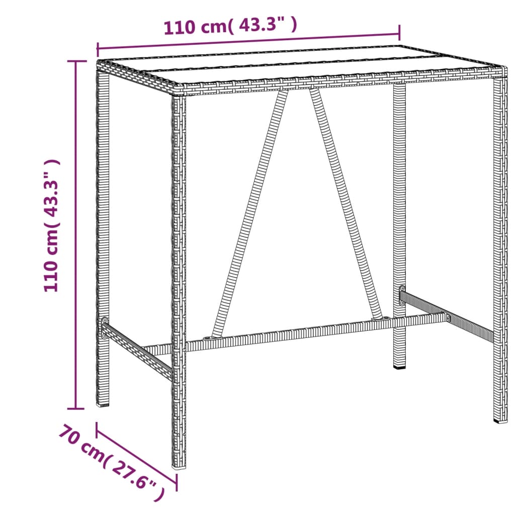 Set Bar da Giardino 5 pz con Cuscini in Polyrattan Marrone - homemem39