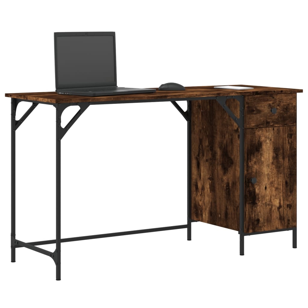 Scrivania Computer Rovere Fumo 131x48x75 cm Legno Multistrato - homemem39