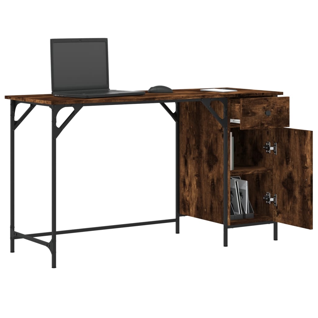 Scrivania Computer Rovere Fumo 131x48x75 cm Legno Multistrato - homemem39