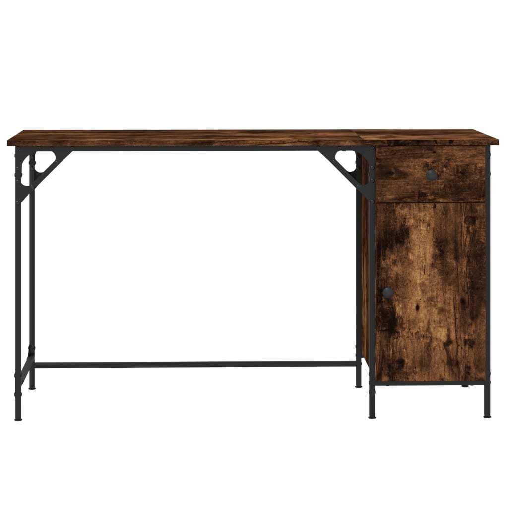 Scrivania Computer Rovere Fumo 131x48x75 cm Legno Multistrato - homemem39