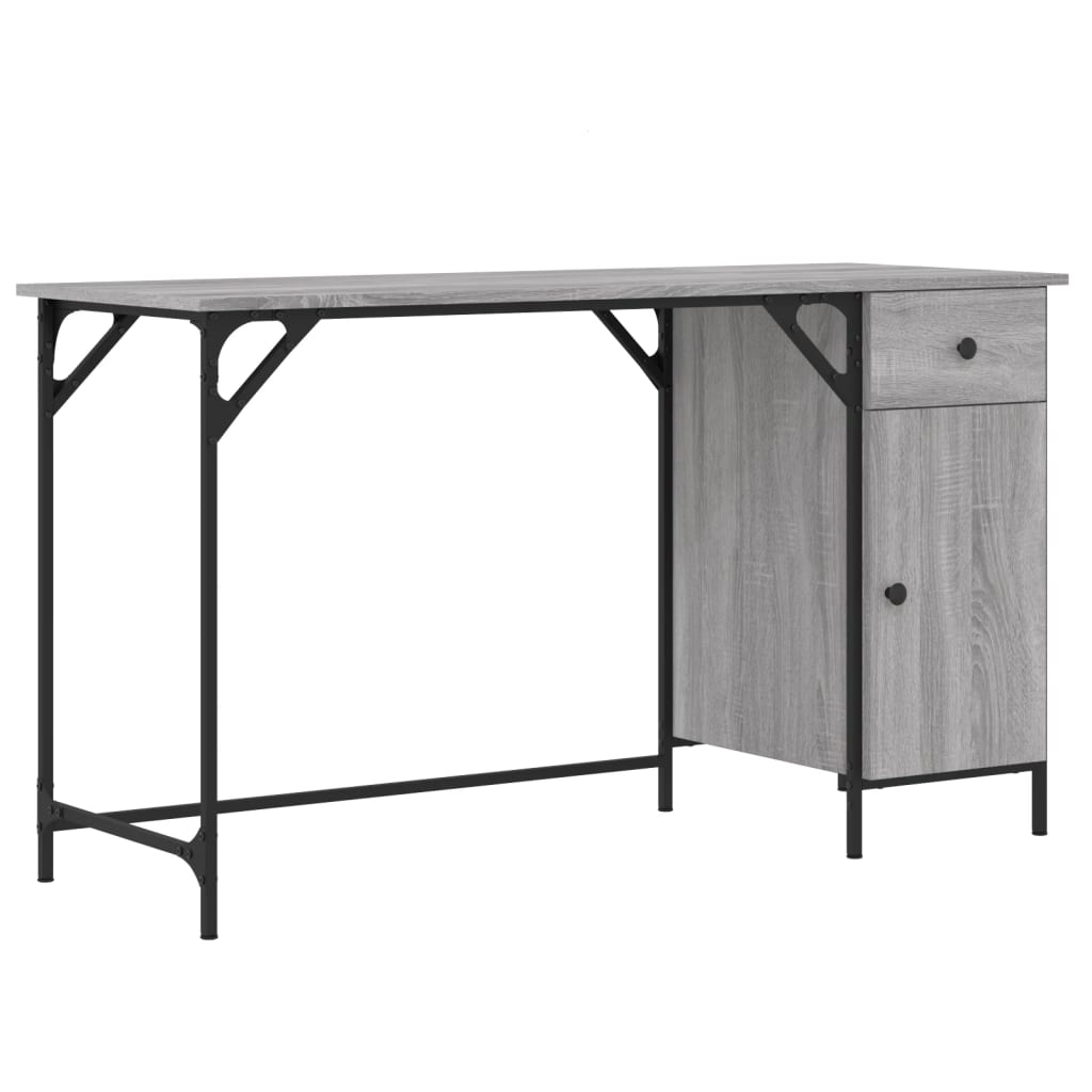 Scrivania Computer Grigio Sonoma 131x48x75 cm Legno Multistrato - homemem39