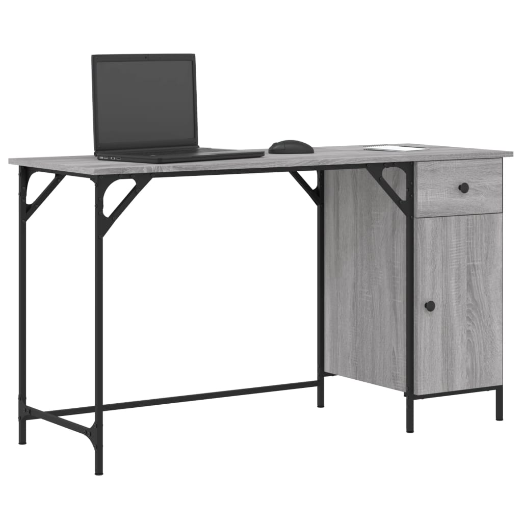 Scrivania Computer Grigio Sonoma 131x48x75 cm Legno Multistrato - homemem39