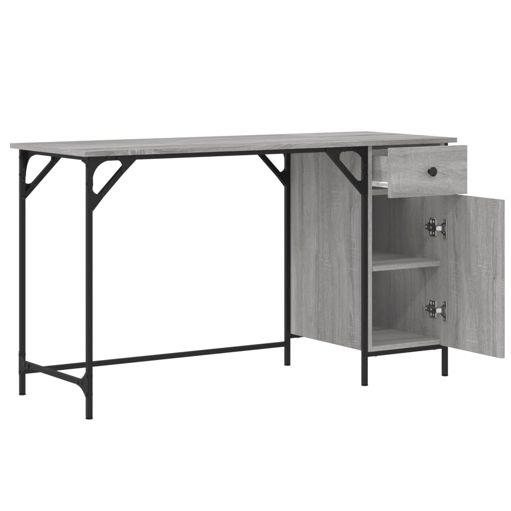 Scrivania Computer Grigio Sonoma 131x48x75 cm Legno Multistrato - homemem39