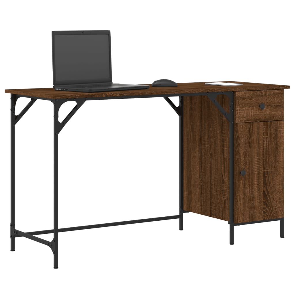 Scrivania Computer Rovere Marrone 131x48x75cm Legno Multistrato - homemem39