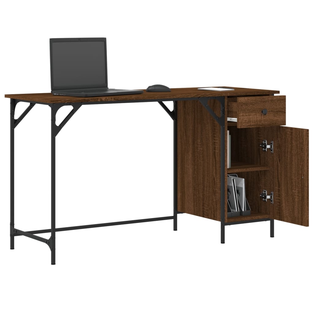 Scrivania Computer Rovere Marrone 131x48x75cm Legno Multistrato - homemem39