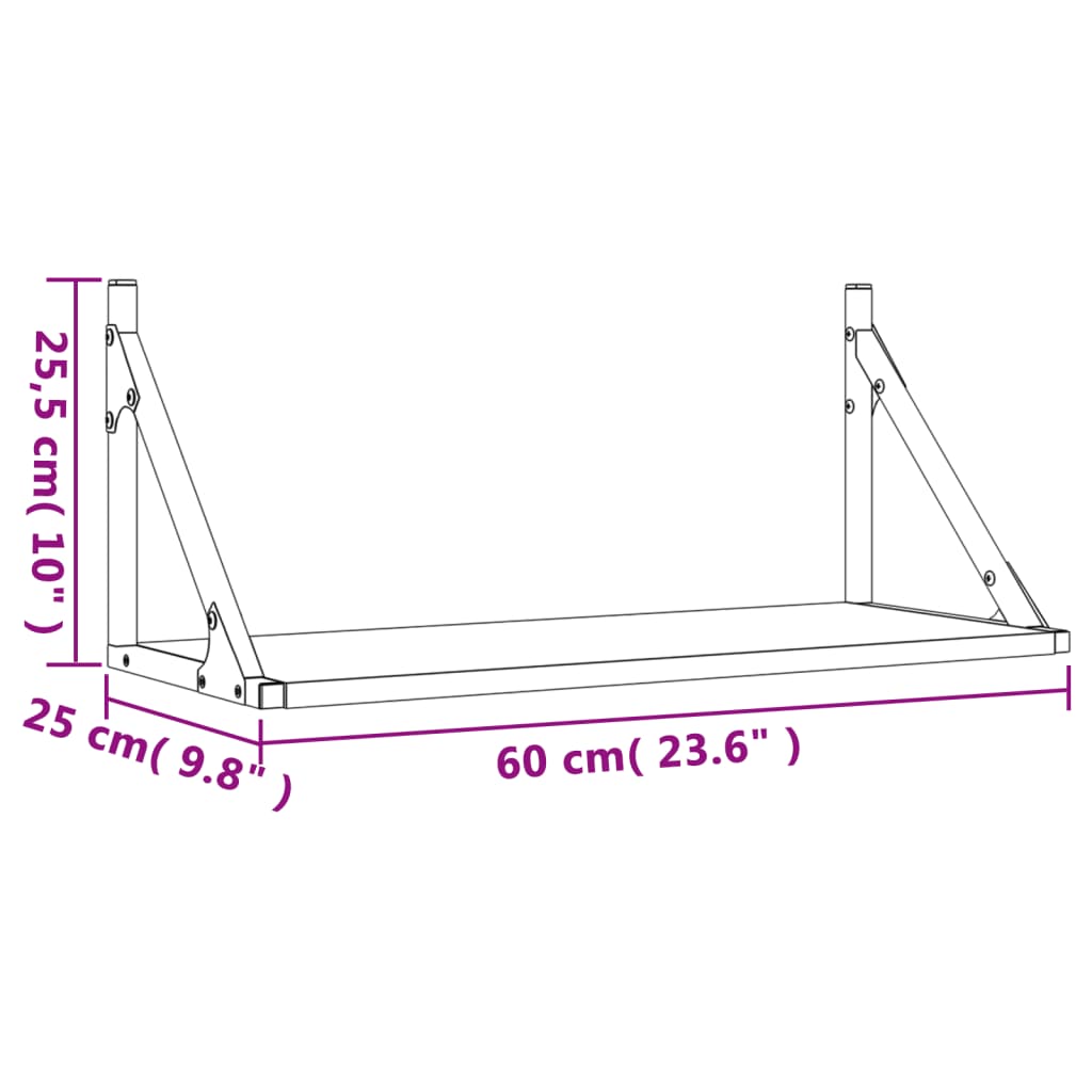 Mensole da Parete 2pz Nere 60x25x25,5 cm Legno Multistrato - homemem39