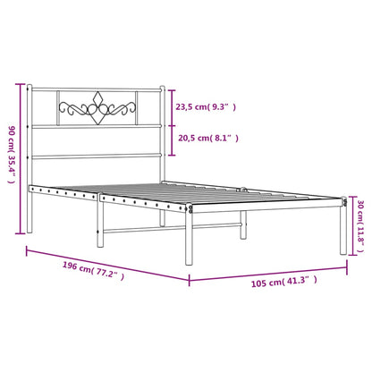 Giroletto con Testiera in Metallo Nero 100x190 cm - homemem39