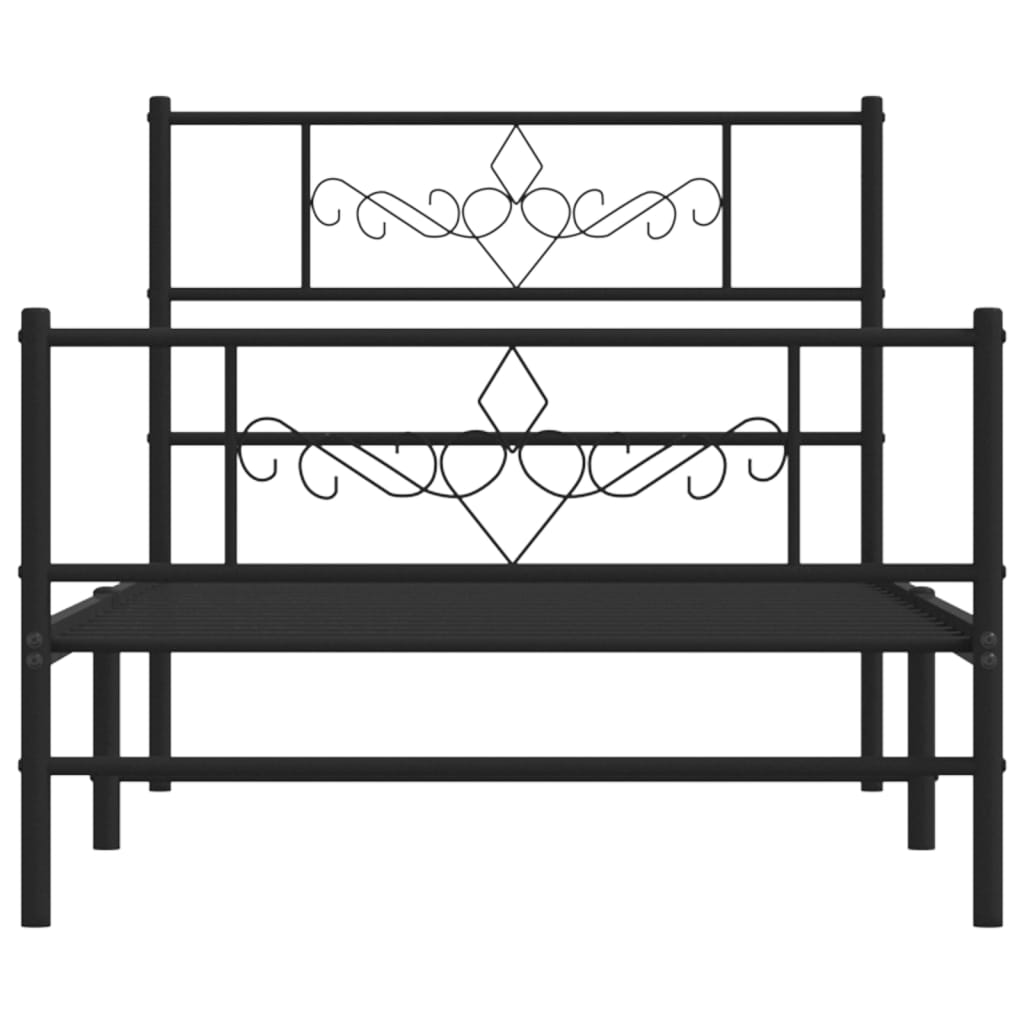 Giroletto con Testiera e Pediera Metallo Nero 75x190 cm - homemem39