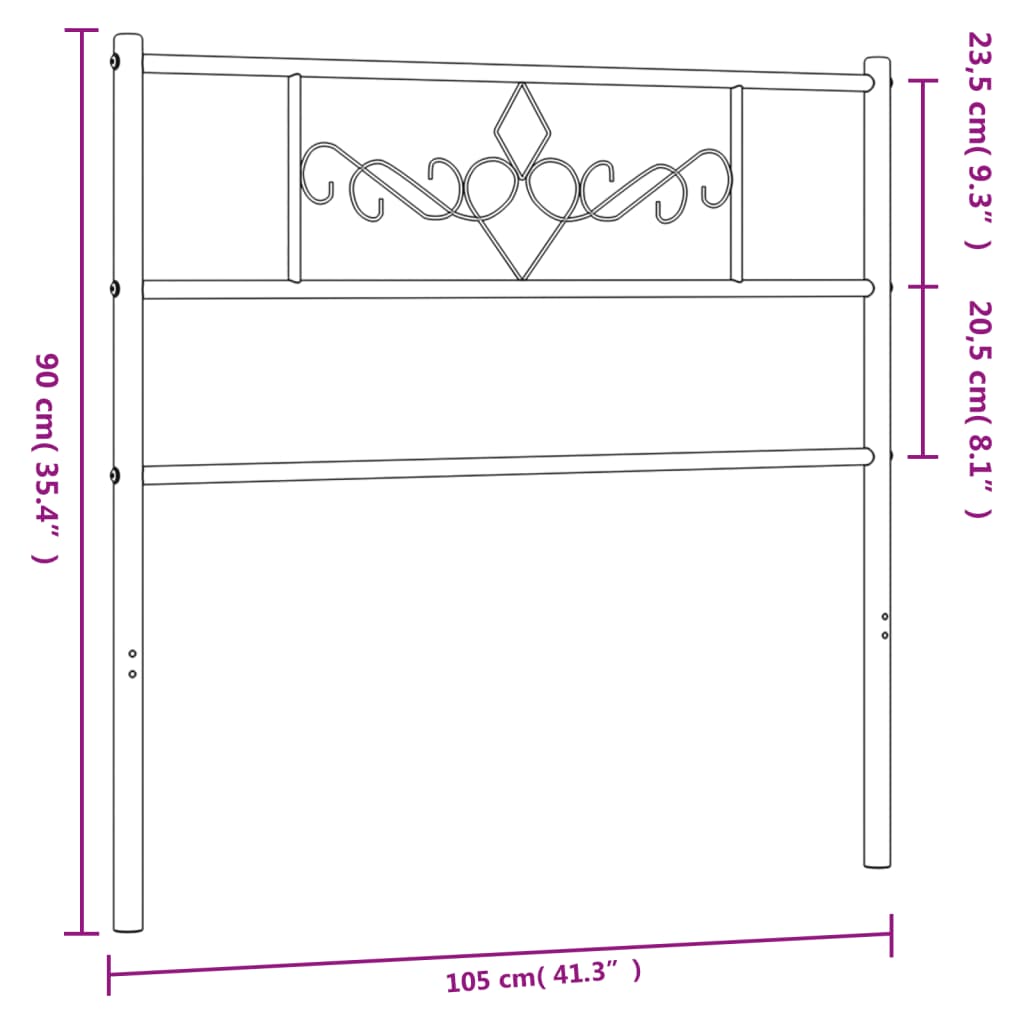 Testiera in Metallo Nero 100 cm - homemem39