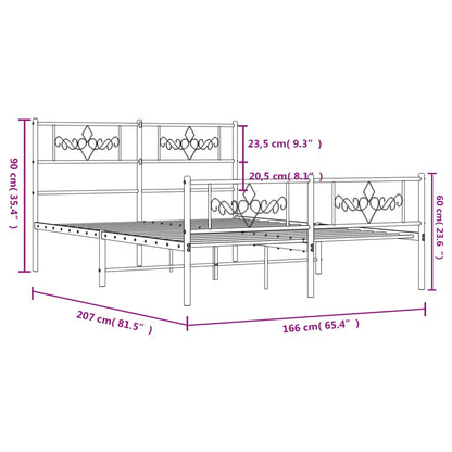 Giroletto con Testiera e Pediera Metallo Bianco 160x200 cm - homemem39