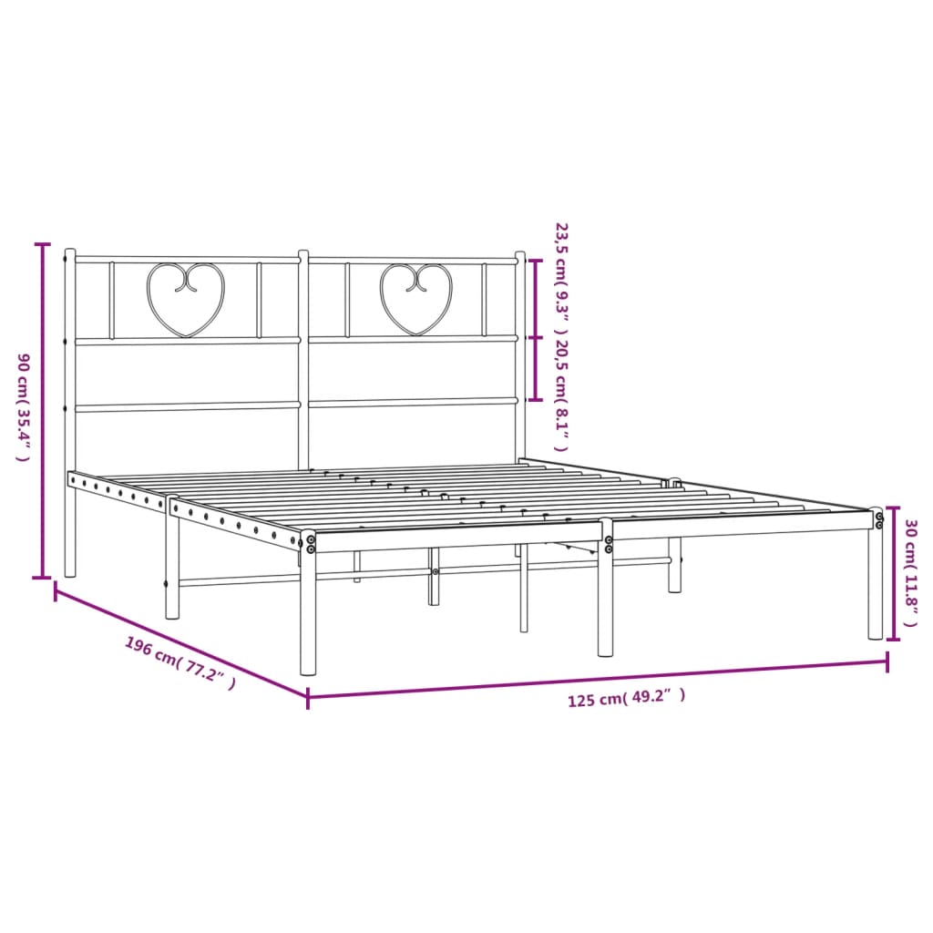 Giroletto con Testiera in Metallo Nero 120x190 cm - homemem39