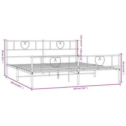 Giroletto con Testiera e Pediera Metallo Nero 183x213 cm - homemem39